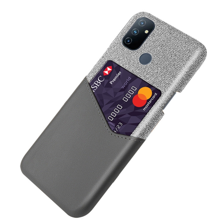 For OnePlus Nord N100 Cloth Texture PC + PU Leather Back Cover Shockproof Case with Card Slot