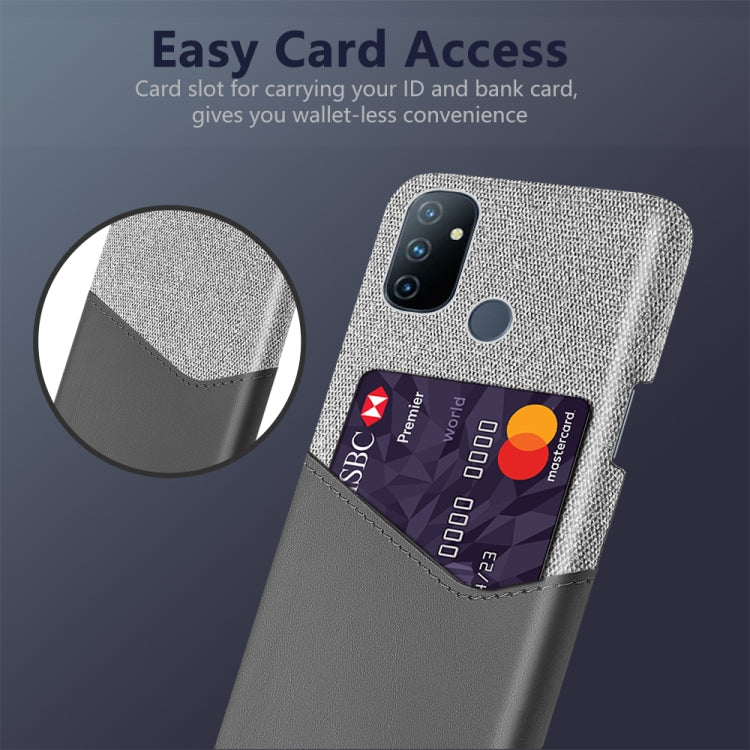 For OnePlus Nord N100 Cloth Texture PC + PU Leather Back Cover Shockproof Case with Card Slot