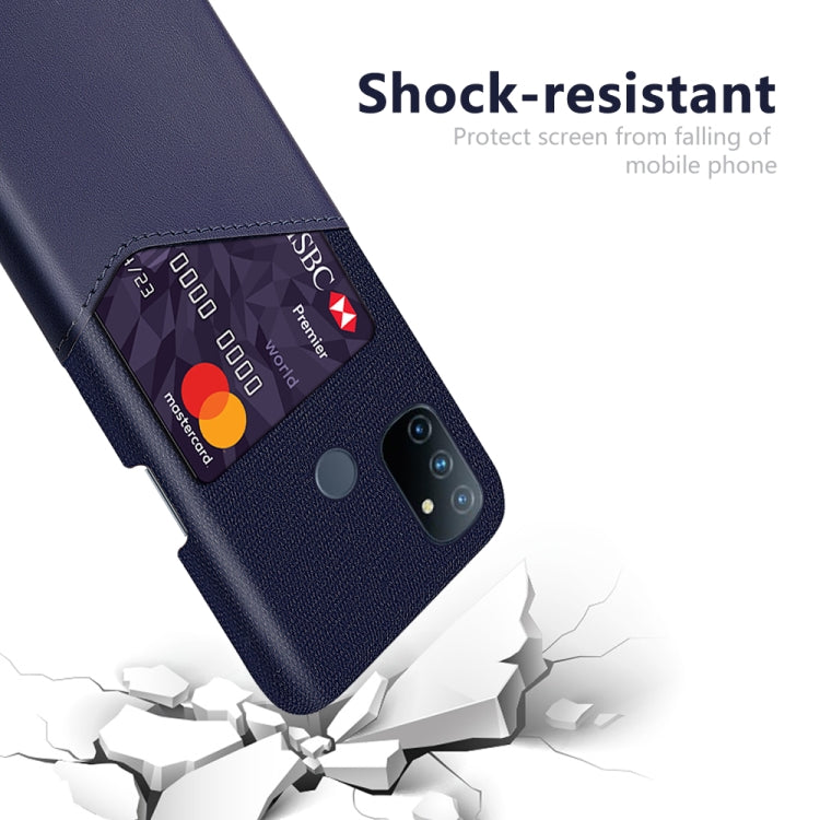 For OnePlus Nord N100 Cloth Texture PC + PU Leather Back Cover Shockproof Case with Card Slot