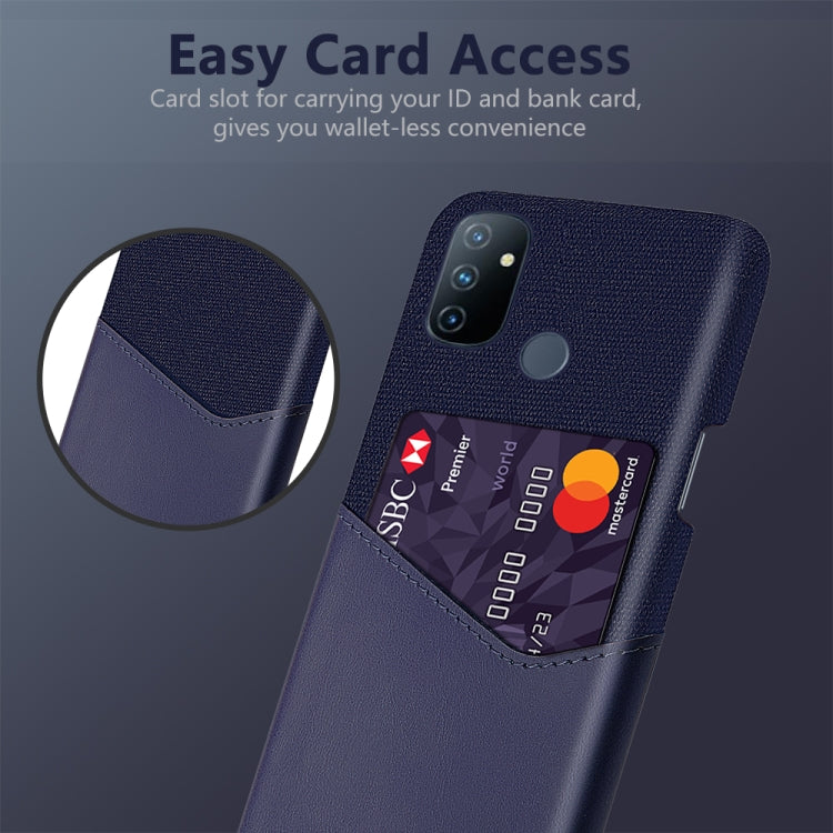 For OnePlus Nord N100 Cloth Texture PC + PU Leather Back Cover Shockproof Case with Card Slot