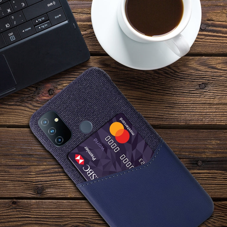 For OnePlus Nord N100 Cloth Texture PC + PU Leather Back Cover Shockproof Case with Card Slot