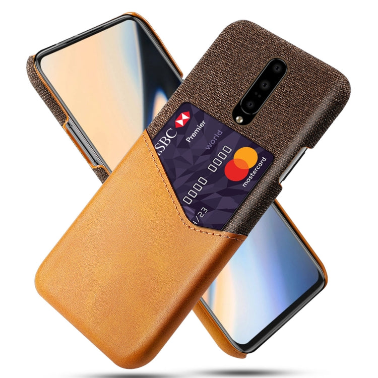 For OnePlus 7 Cloth Texture PC + PU Leather Back Cover Shockproof Case with Card Slot