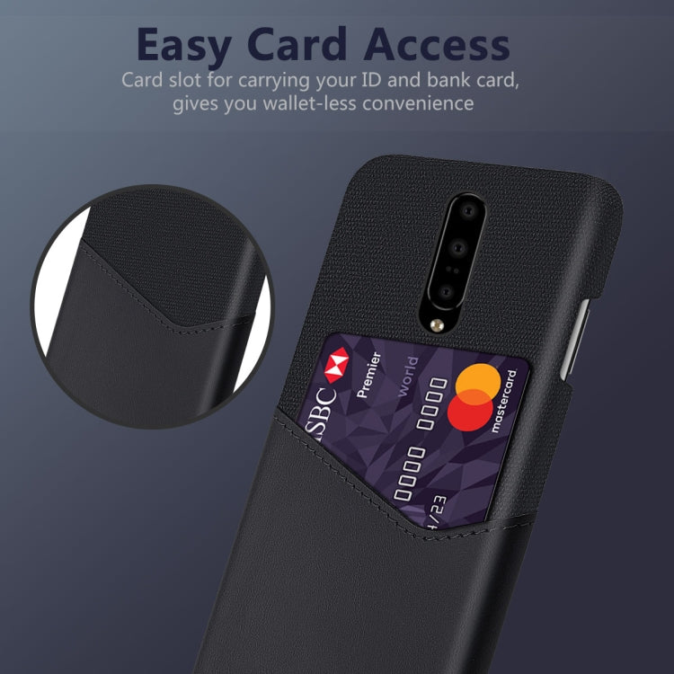 For OnePlus 7 Cloth Texture PC + PU Leather Back Cover Shockproof Case with Card Slot