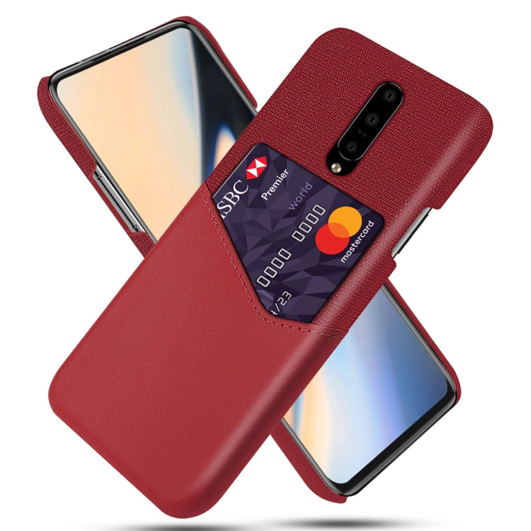 For OnePlus 7 Cloth Texture PC + PU Leather Back Cover Shockproof Case with Card Slot