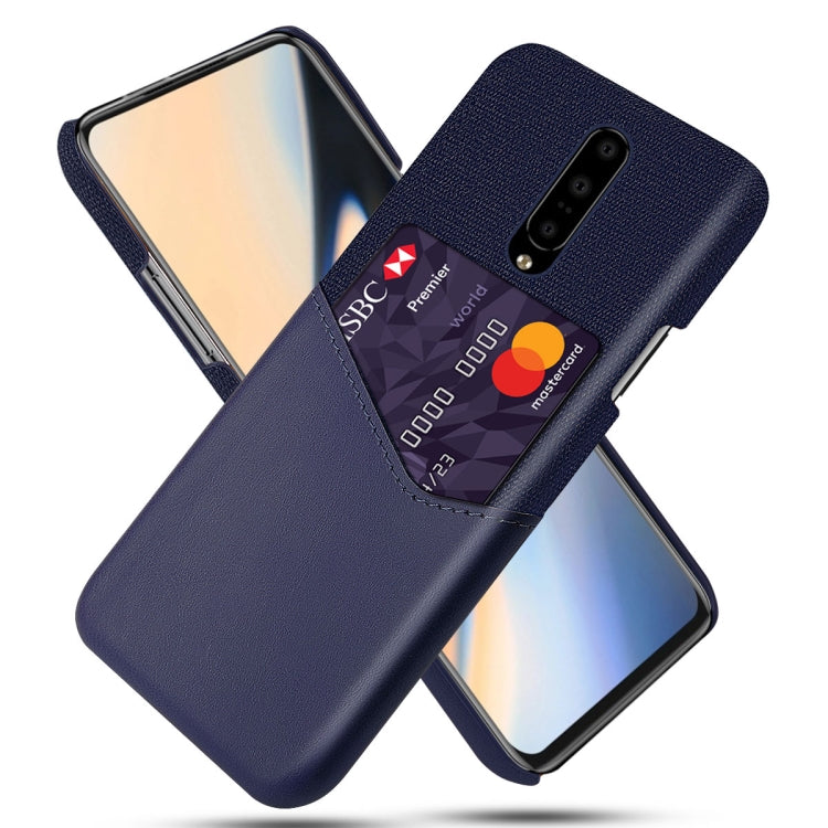 For OnePlus 7 Cloth Texture PC + PU Leather Back Cover Shockproof Case with Card Slot