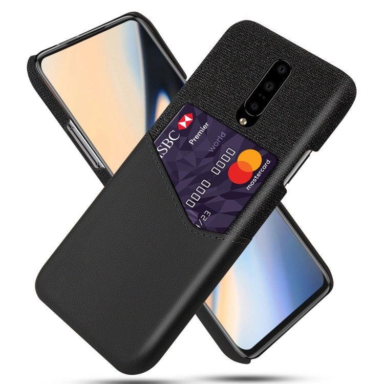For OnePlus 7 Pro Cloth Texture PC + PU Leather Back Cover Shockproof Case with Card Slot