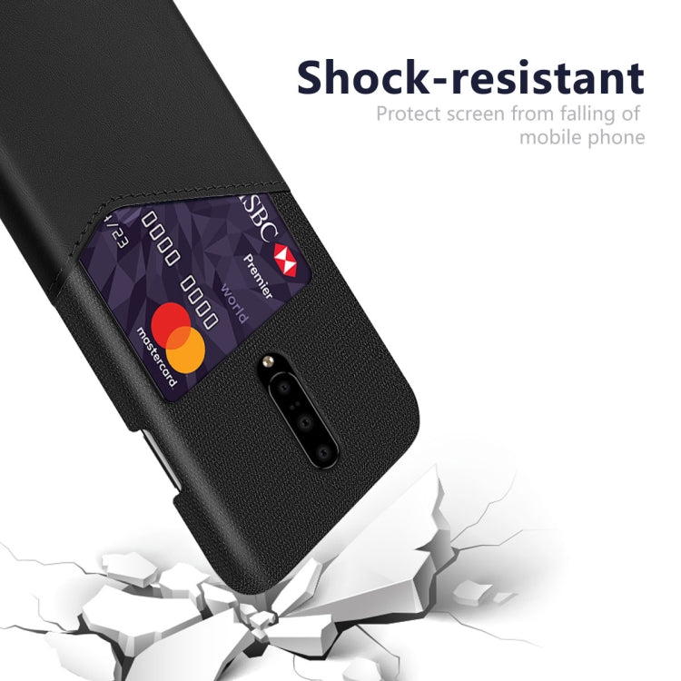 For OnePlus 7 Pro Cloth Texture PC + PU Leather Back Cover Shockproof Case with Card Slot