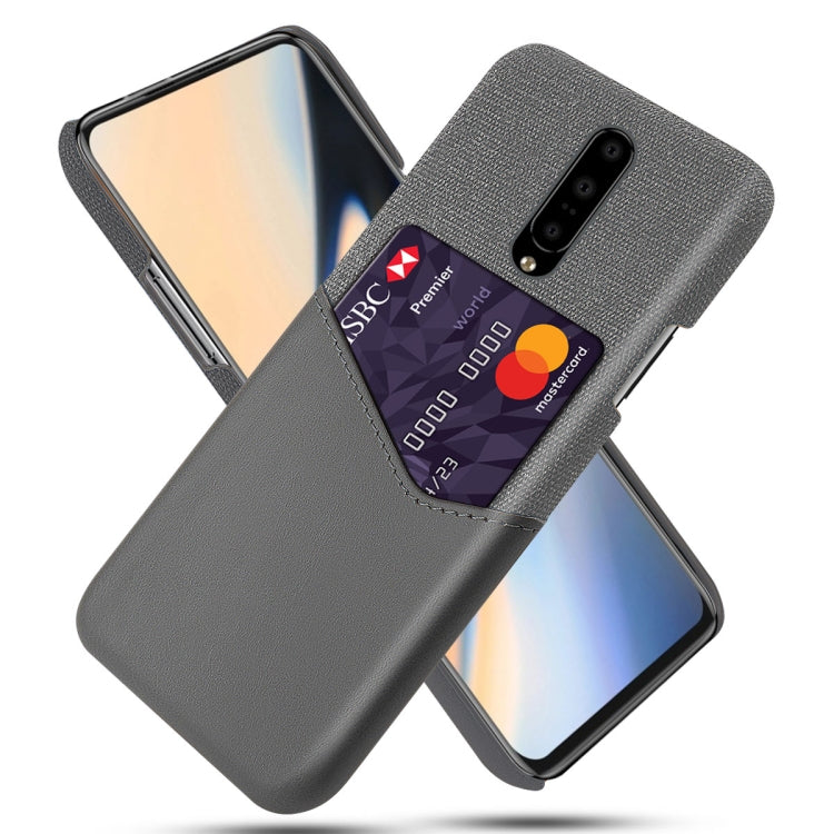 For OnePlus 7 Pro Cloth Texture PC + PU Leather Back Cover Shockproof Case with Card Slot