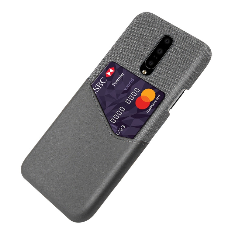 For OnePlus 7 Pro Cloth Texture PC + PU Leather Back Cover Shockproof Case with Card Slot