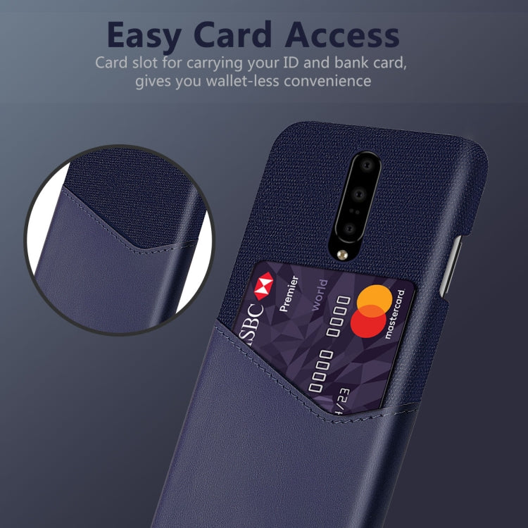For OnePlus 7 Pro Cloth Texture PC + PU Leather Back Cover Shockproof Case with Card Slot