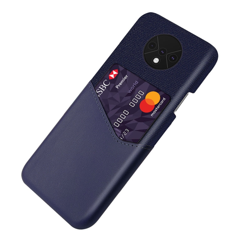 For OnePlus 7T Cloth Texture PC + PU Leather Back Cover Shockproof Case with Card Slot