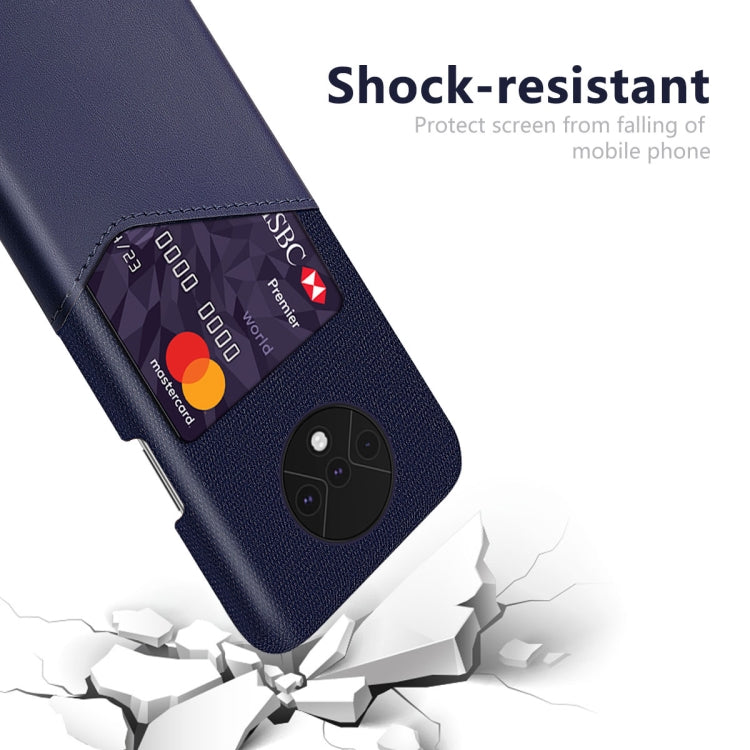 For OnePlus 7T Cloth Texture PC + PU Leather Back Cover Shockproof Case with Card Slot