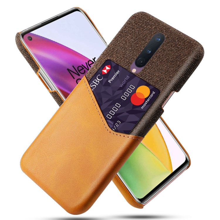 For OnePlus 8 Cloth Texture PC + PU Leather Back Cover Shockproof Case with Card Slot