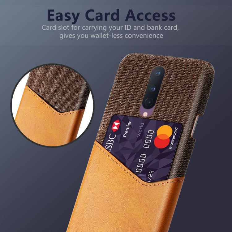 For OnePlus 8 Cloth Texture PC + PU Leather Back Cover Shockproof Case with Card Slot