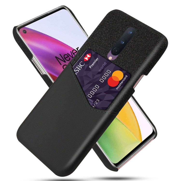 For OnePlus 8 Cloth Texture PC + PU Leather Back Cover Shockproof Case with Card Slot