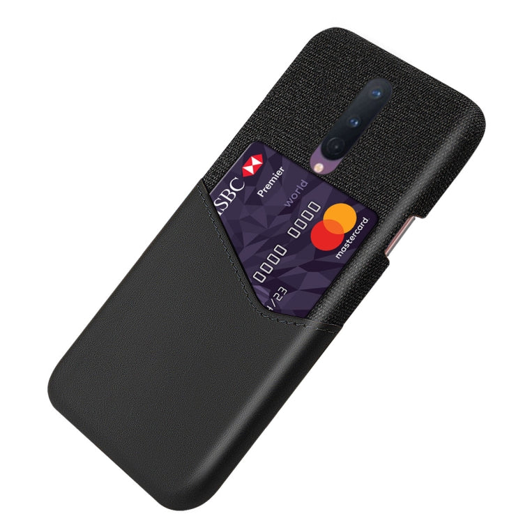 For OnePlus 8 Cloth Texture PC + PU Leather Back Cover Shockproof Case with Card Slot