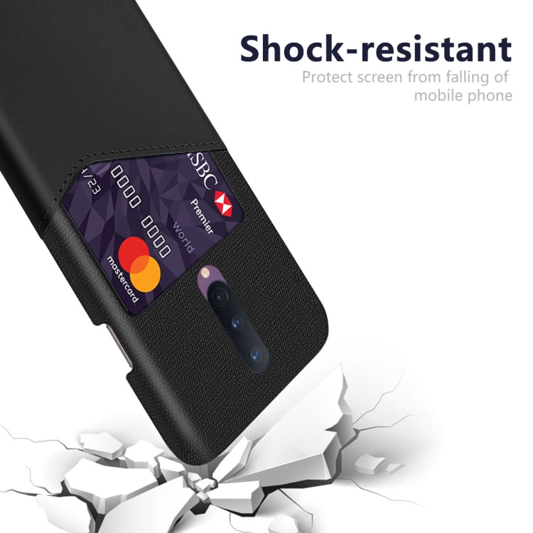 For OnePlus 8 Cloth Texture PC + PU Leather Back Cover Shockproof Case with Card Slot