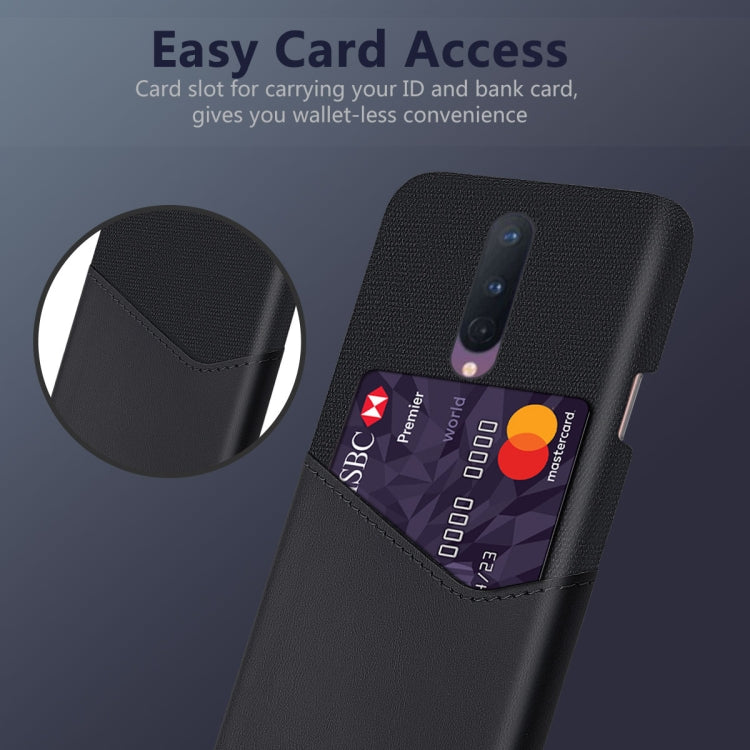 For OnePlus 8 Cloth Texture PC + PU Leather Back Cover Shockproof Case with Card Slot
