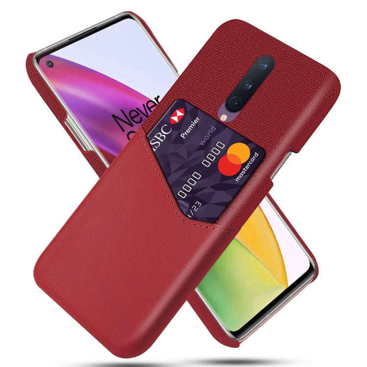For OnePlus 8 Cloth Texture PC + PU Leather Back Cover Shockproof Case with Card Slot