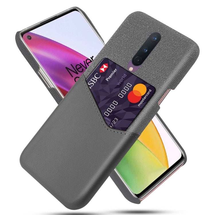 For OnePlus 8 Cloth Texture PC + PU Leather Back Cover Shockproof Case with Card Slot