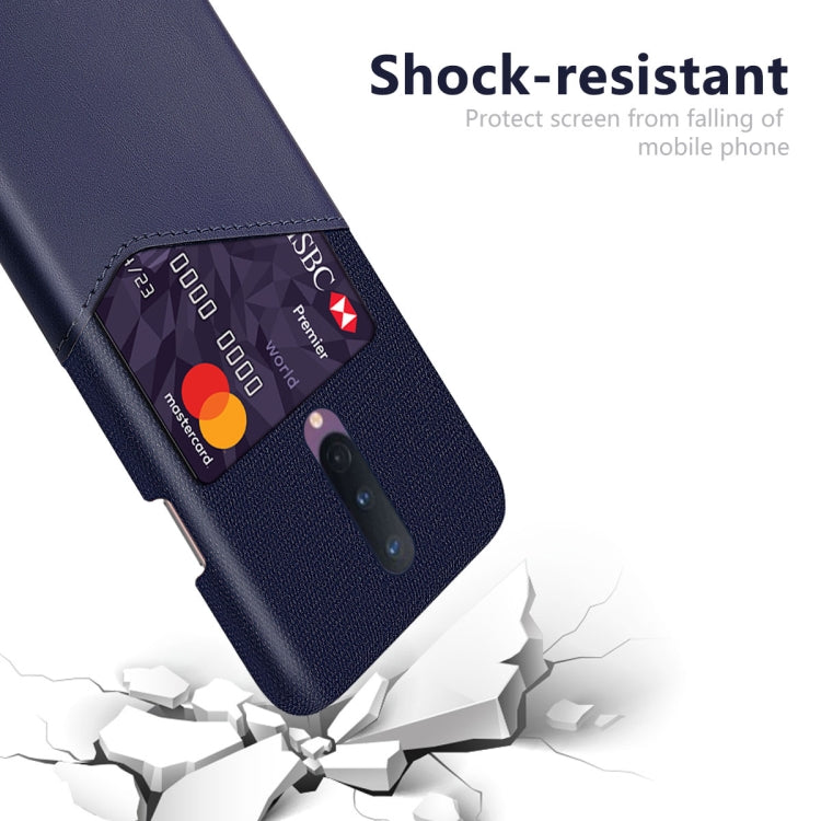 For OnePlus 8 Cloth Texture PC + PU Leather Back Cover Shockproof Case with Card Slot