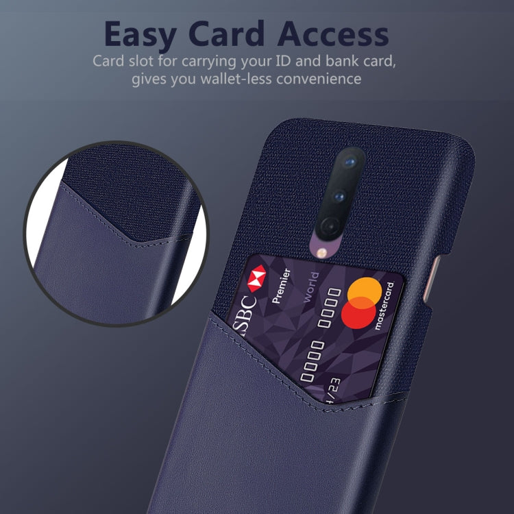 For OnePlus 8 Cloth Texture PC + PU Leather Back Cover Shockproof Case with Card Slot