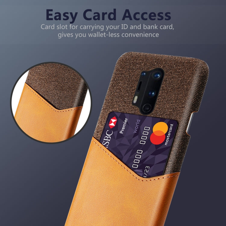 For OnePlus 8 Pro Cloth Texture PC + PU Leather Back Cover Shockproof Case with Card Slot