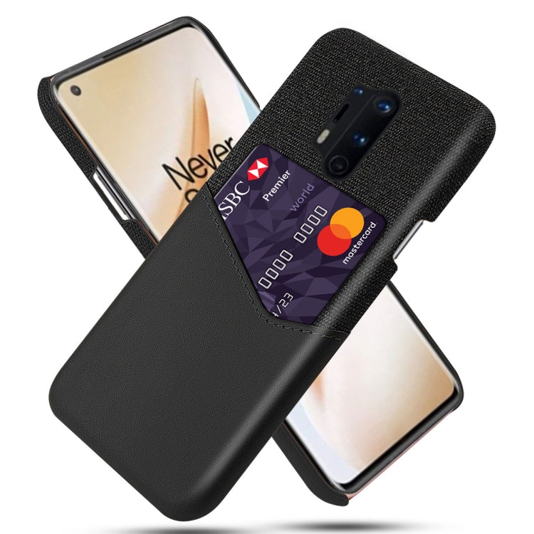 For OnePlus 8 Pro Cloth Texture PC + PU Leather Back Cover Shockproof Case with Card Slot