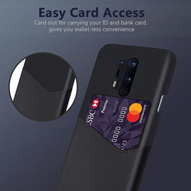 For OnePlus 8 Pro Cloth Texture PC + PU Leather Back Cover Shockproof Case with Card Slot