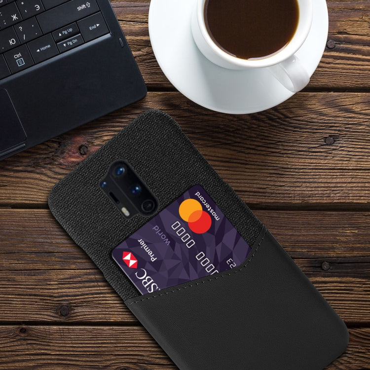 For OnePlus 8 Pro Cloth Texture PC + PU Leather Back Cover Shockproof Case with Card Slot