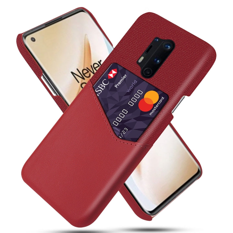 For OnePlus 8 Pro Cloth Texture PC + PU Leather Back Cover Shockproof Case with Card Slot
