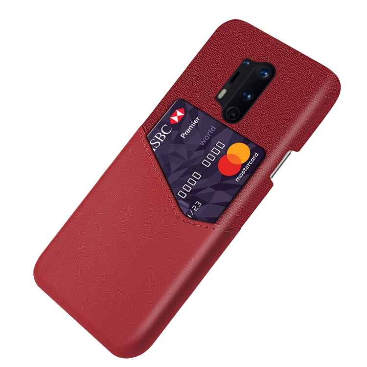 For OnePlus 8 Pro Cloth Texture PC + PU Leather Back Cover Shockproof Case with Card Slot