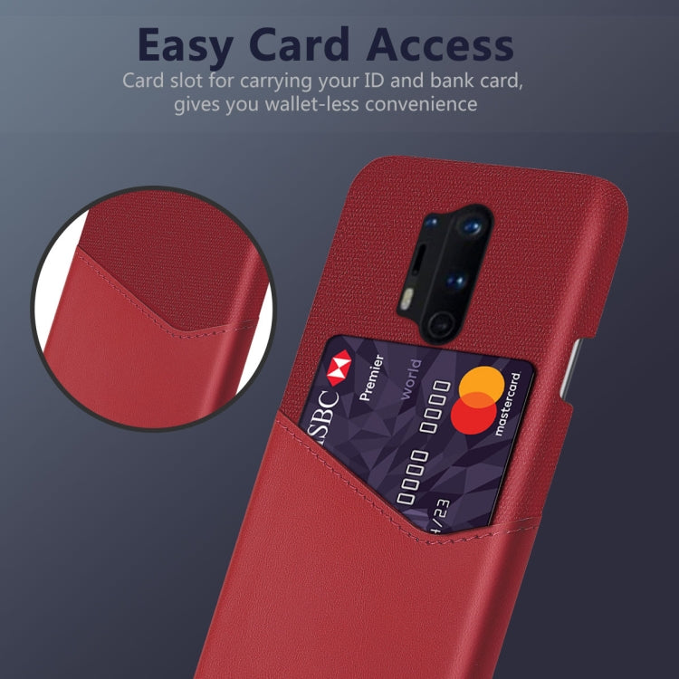 For OnePlus 8 Pro Cloth Texture PC + PU Leather Back Cover Shockproof Case with Card Slot