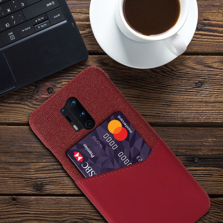 For OnePlus 8 Pro Cloth Texture PC + PU Leather Back Cover Shockproof Case with Card Slot