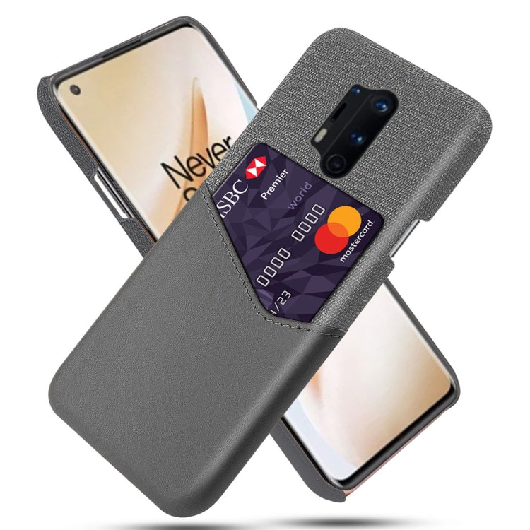 For OnePlus 8 Pro Cloth Texture PC + PU Leather Back Cover Shockproof Case with Card Slot