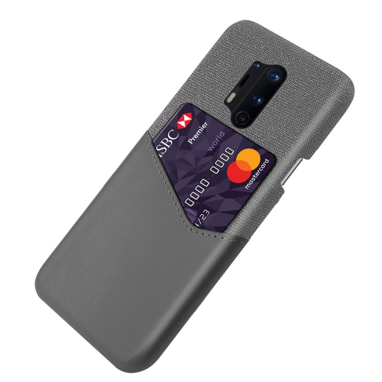 For OnePlus 8 Pro Cloth Texture PC + PU Leather Back Cover Shockproof Case with Card Slot