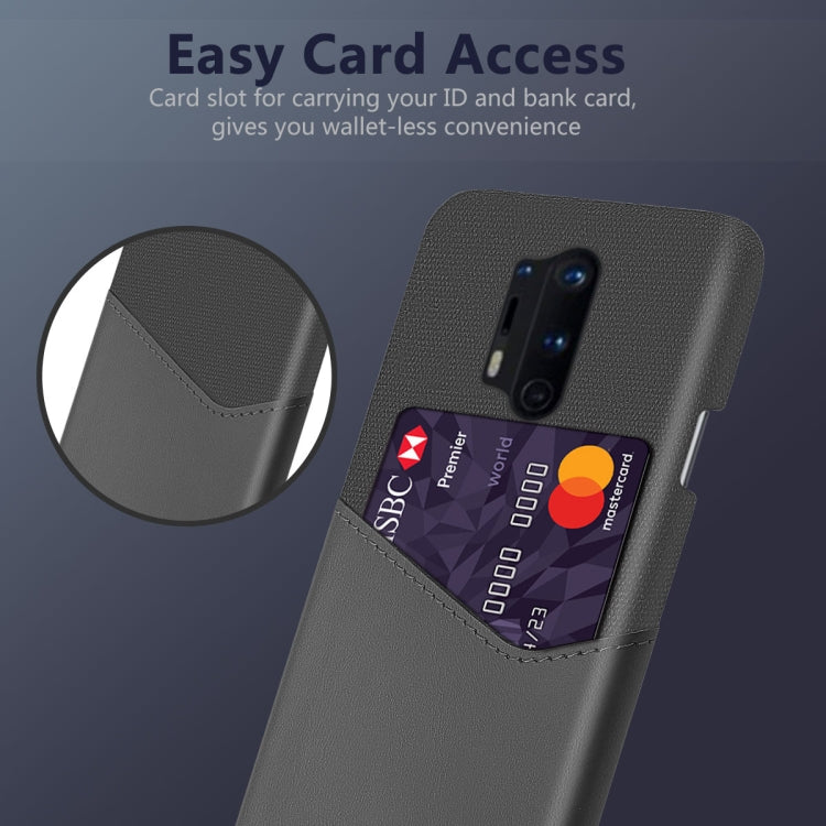 For OnePlus 8 Pro Cloth Texture PC + PU Leather Back Cover Shockproof Case with Card Slot