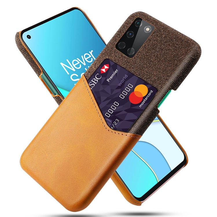 For OnePlus 8T Cloth Texture PC + PU Leather Back Cover Shockproof Case with Card Slot