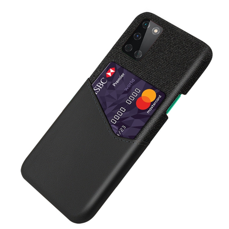 For OnePlus 8T Cloth Texture PC + PU Leather Back Cover Shockproof Case with Card Slot