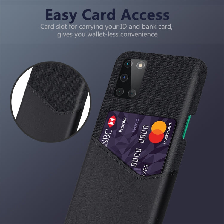 For OnePlus 8T Cloth Texture PC + PU Leather Back Cover Shockproof Case with Card Slot