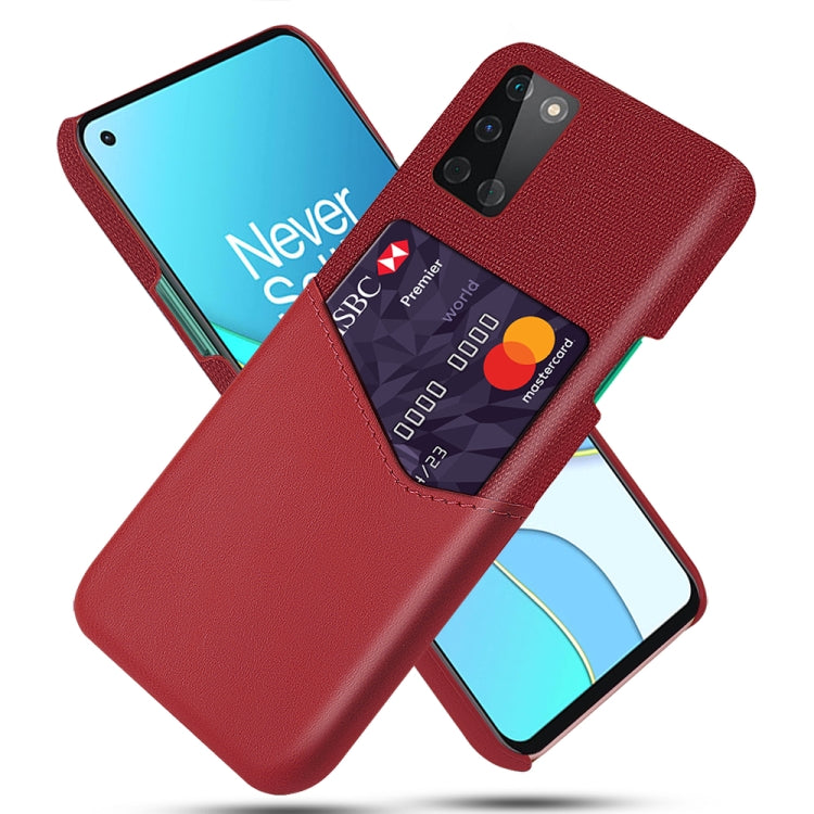 For OnePlus 8T Cloth Texture PC + PU Leather Back Cover Shockproof Case with Card Slot