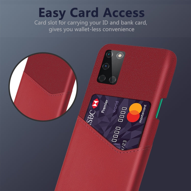 For OnePlus 8T Cloth Texture PC + PU Leather Back Cover Shockproof Case with Card Slot
