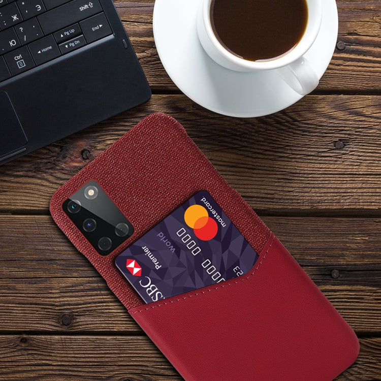 For OnePlus 8T Cloth Texture PC + PU Leather Back Cover Shockproof Case with Card Slot