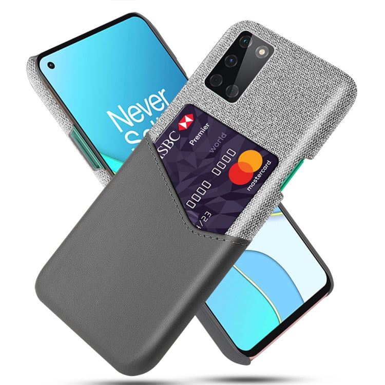For OnePlus 8T Cloth Texture PC + PU Leather Back Cover Shockproof Case with Card Slot