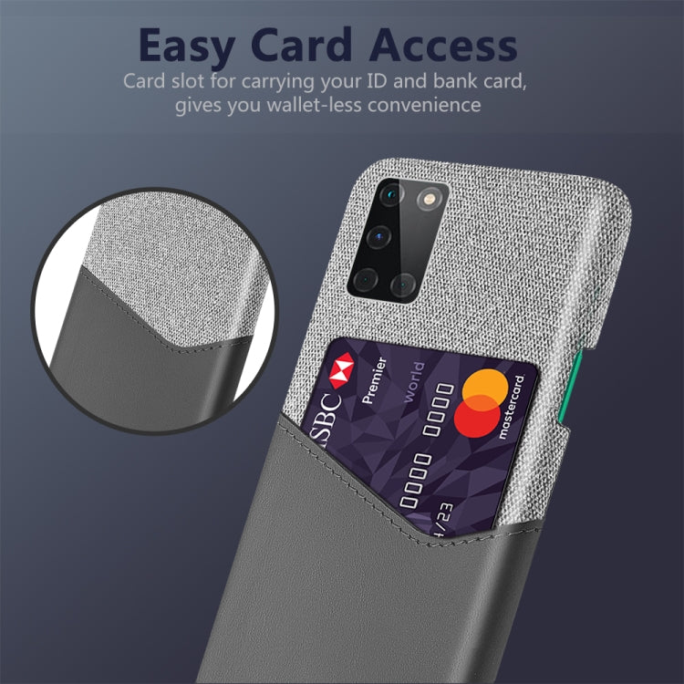 For OnePlus 8T Cloth Texture PC + PU Leather Back Cover Shockproof Case with Card Slot