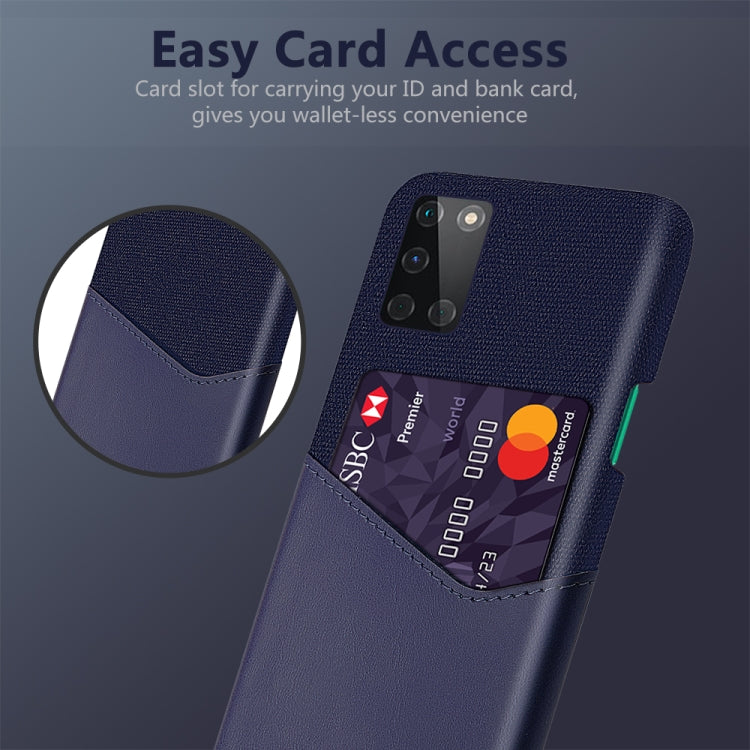 For OnePlus 8T Cloth Texture PC + PU Leather Back Cover Shockproof Case with Card Slot
