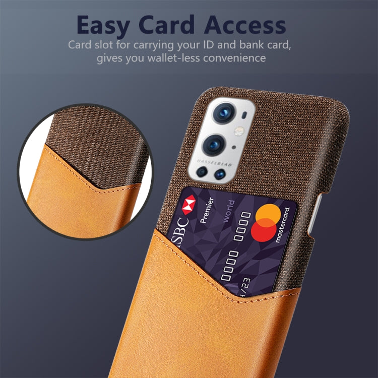 For OnePlus 9 Pro Cloth Texture PC + PU Leather Back Cover Shockproof Case with Card Slot