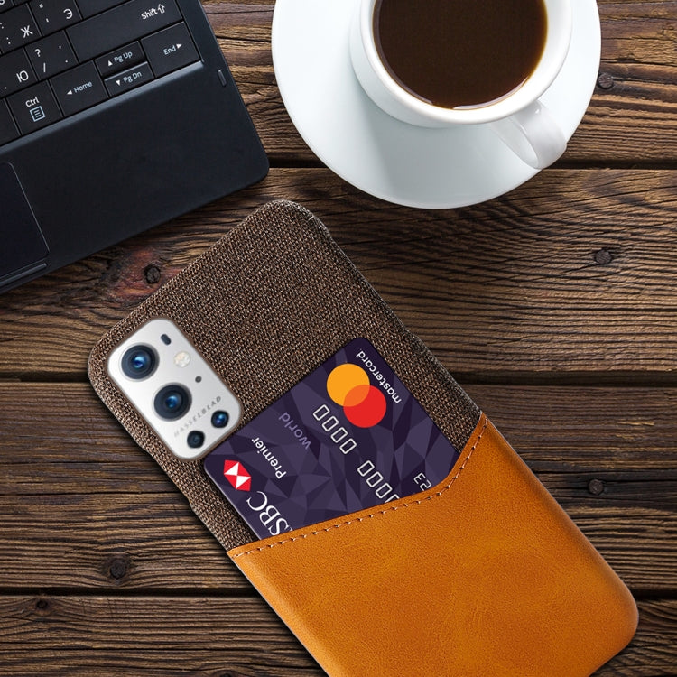 For OnePlus 9 Pro Cloth Texture PC + PU Leather Back Cover Shockproof Case with Card Slot