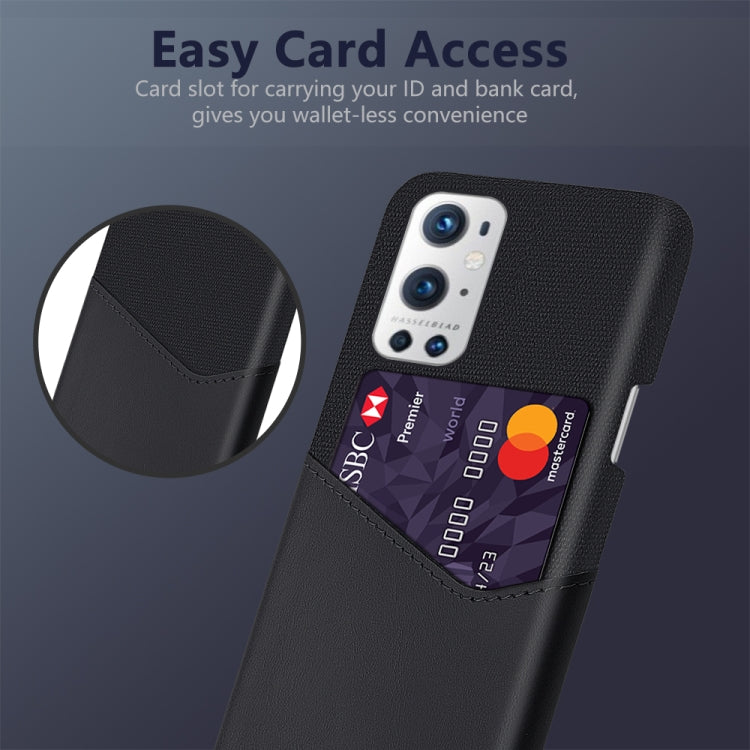 For OnePlus 9 Pro Cloth Texture PC + PU Leather Back Cover Shockproof Case with Card Slot