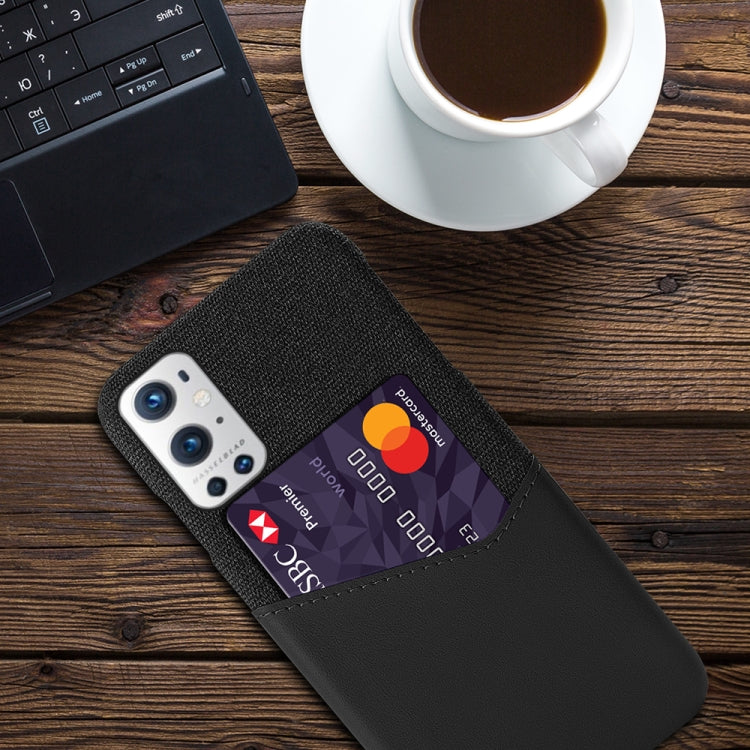 For OnePlus 9 Pro Cloth Texture PC + PU Leather Back Cover Shockproof Case with Card Slot